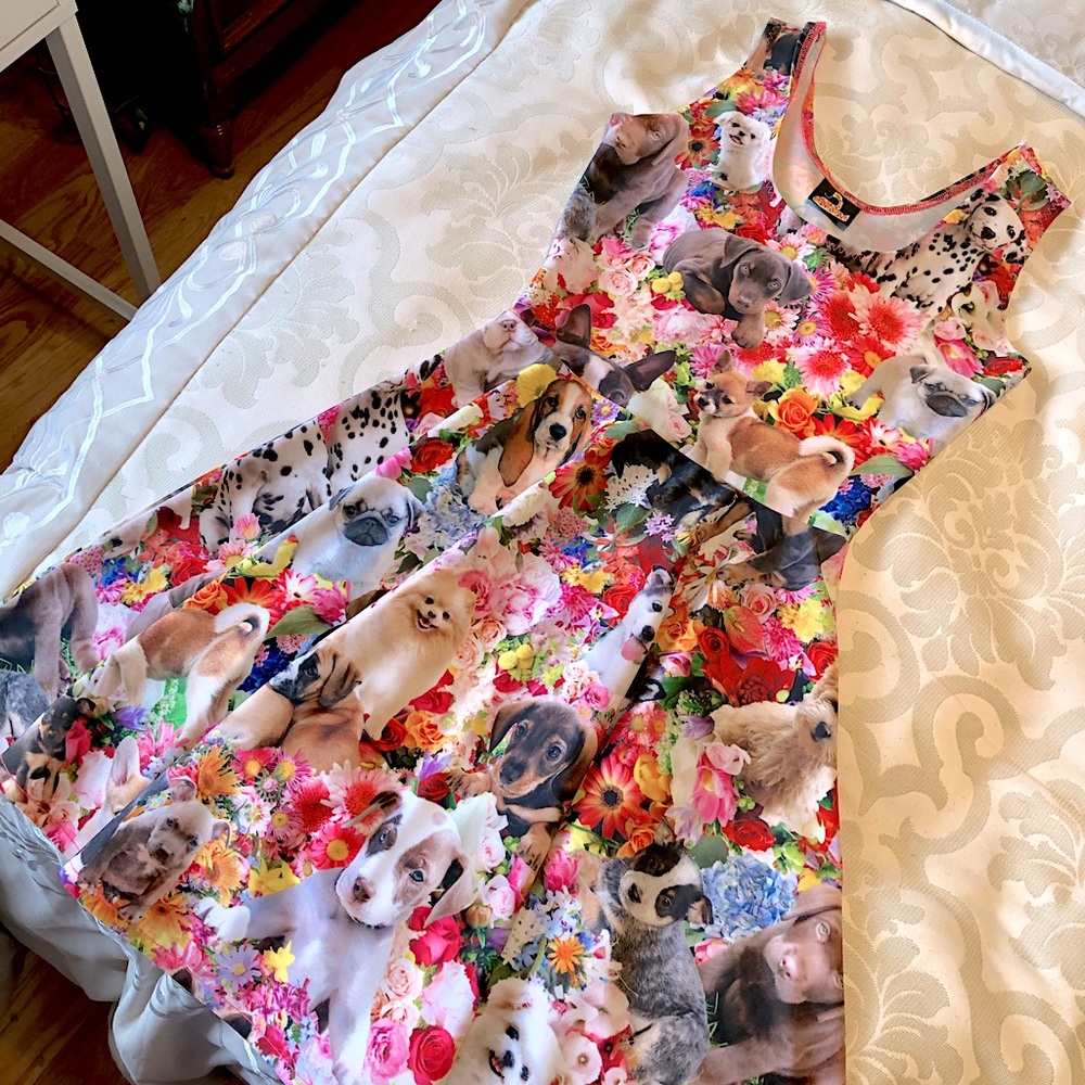 Pretty Snake Puppy Garden Party Fit&Flare Dress